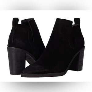 New Dolce Vita Sirano Boots Women's Black Suede Block Heel Ankle Booties Size 8